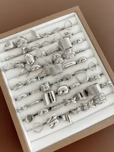 Elegant Silver Color Stackable Rings Set for Women, 29pcs Punk Style Jewelry Collection, Geometric Design, Party Wedding Festival Wear
