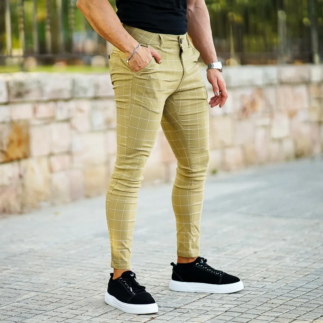 GINGTTO Mens Chinos Skinny Slim Fit High Waist Stretchy Plaid Dress Pants Comfortable Trouser Streetwear GINGTTO Mens Chinos Skinny Slim Fit High Waist Stretchy Plaid Dress Pants Comfortable Trouser Streetwear