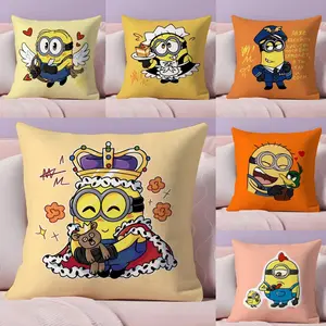 S-MinionS Style Eye Cartoon Cushion Cover Soft Short Plush Fabric Double-Sided Print | Organic, Breathable,Sofa Pillow Case,Invisible zipper Mite Removal Durable Materia | Warm Winter Home Child Gift