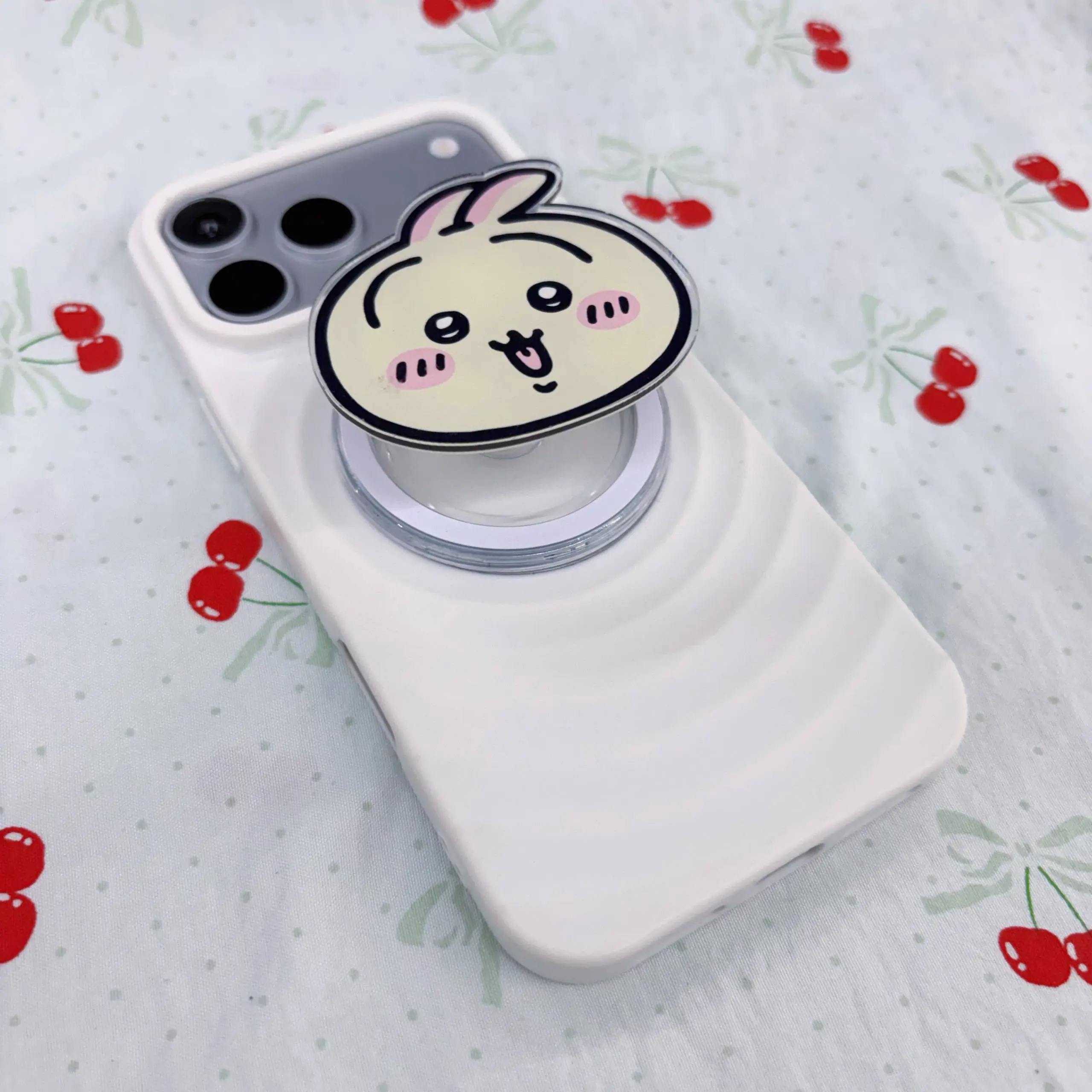 Kawaii Bunny Face MagSafe Phone Grip Acrylic GripTok - Cute Rabbit Cell Phone Stand Holder, Soft Girl Gift for Teens Adults