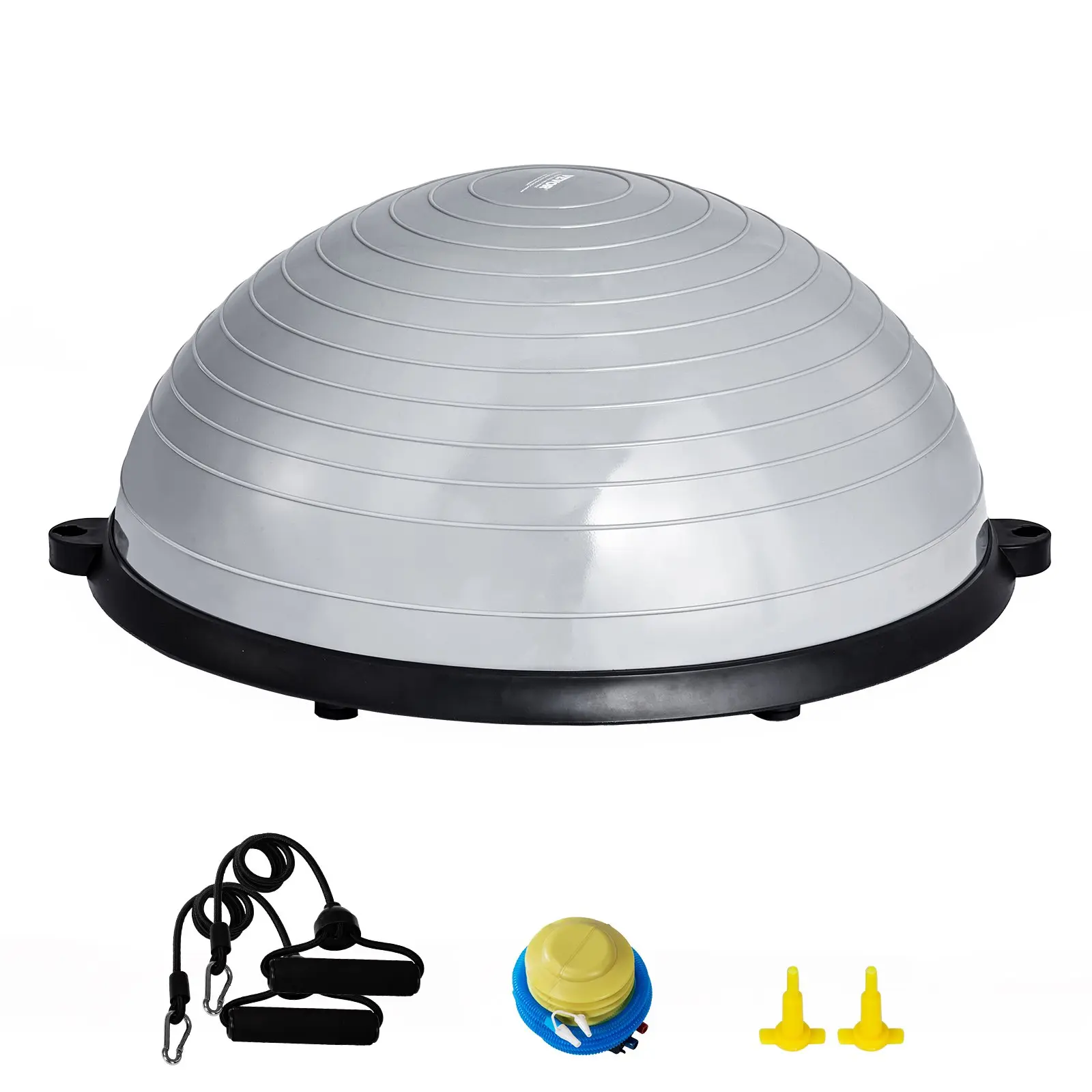 Half Exercise Ball Trainer, 23 inch Balance Ball Trainer, 660lbs Capacity Stability Ball, Yoga Ball with Resistance Bands & Foot Pump, Strength Fitness Ball for Home Gym, Full Body Workout