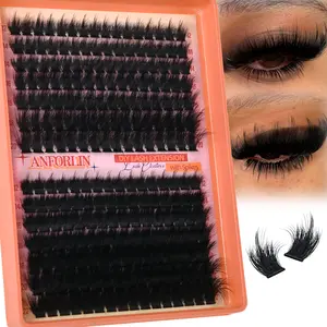 Manga Lash Clusters With Spikes 180D+280D Volume Eyelash Clusters 12-22MM Long Fairy Lash Extension Spiky Cluster Eyelash Extensions 224Pcs Manga Individual Lashes DIY at Home by Anforlin