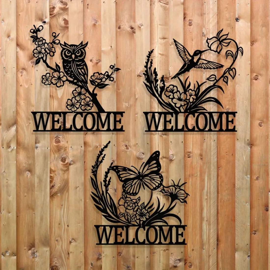 3pcs Black Metal Bird Wall Art, Vintage Wall Art, Minimalist Hummingbird, Owl, Butterfly Decor, Indoor/Outdoor Hanging for Living Room, Bedroom, Bathroom, Kitchen, Terrace, Balcony, Unique Gift Idea, Modern Home Decor, No Electricity Needed