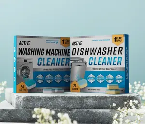 Washing Machine And Dishwasher Cleaning Tablets Bundle - Includes 12 Month Supply Dishwasher Cleaner Deodorizer & Washing Machine Descaler Deep Cleaning Tablets - 48 Tablet Combo…