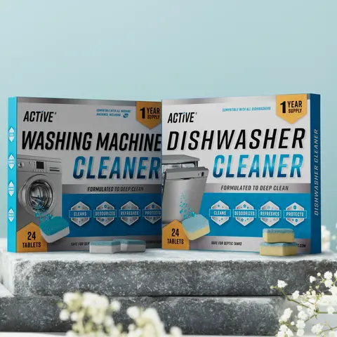 Washing Machine And Dishwasher Cleaning Tablets Bundle - Includes 12 Month Supply Dishwasher Cleaner Deodorizer & Washing Machine Descaler Deep Cleaning Tablets - 48 Tablet Combo…