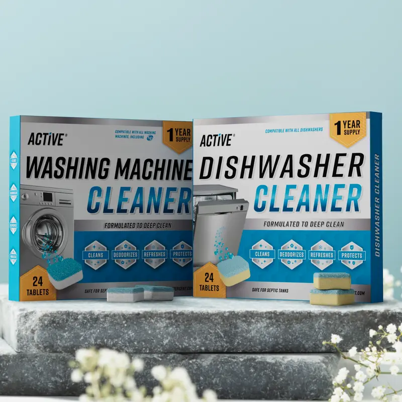 Washing Machine And Dishwasher Cleaning Tablets Bundle - Includes 12 Month Supply Dishwasher Cleaner Deodorizer & Washing Machine Descaler Deep Cleaning Tablets - 48 Tablet Combo…