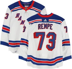 Matt Rempe New York Rangers Game-Used #17 White Jersey Worn During the Second Round of the 2024 Stanley Cup Playoffs vs. Carolina Hurricanes - Fanatics Authentic Certified