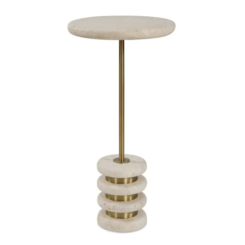 Adames Travertine Brushed Brass Drink Table by Uttermost