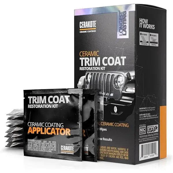 CERAKOTE Ceramic Trim Coat Kit - Quick Plastic Trim Restorer - Ceramic Coating Guaranteed Restoration to Last Over 200 Washes – A Ceramic Coating, Not a Dressing