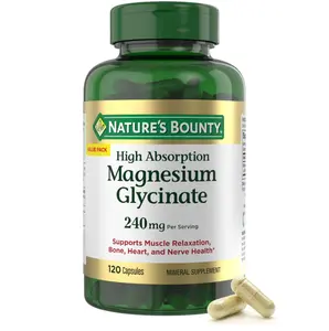 Nature’s Bounty High Absorption Magnesium Glycinate 240 mg for Supporting Muscle Relaxation and Bone, Heart & Nerve Health – Non-GMO, Gluten-Free, Vegetarian, 120 Count/60 Servings