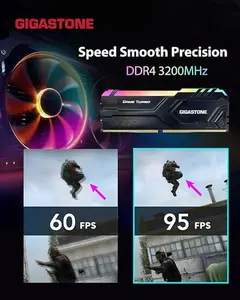 【DDR4 RAM】 GIGASTONE Black RGB Game Turbo Desktop RAM 16GB (2x8GB) DDR4 RAM 16GB DDR4-3200MHz PC4-25600 CL16 1.35V 288 Pin Unbuffered Non ECC UDIMM for PC Gaming Desktop Memory (Desktop ONLY)