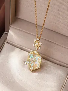 Fashion Design Glass Snowflake Titanium Steel Necklace, Elegant Choker for Women, Perfect Gift for Daily Wear, Holidays, Anniversaries, Fashionable Accessory