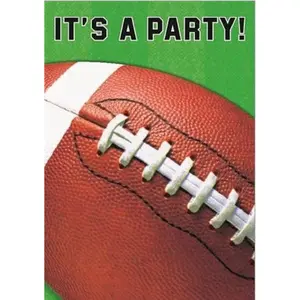 Football Party Invitation Cards With White Envelopes - 5 1/2" x 3 7/8" - 8 Pack (499708)