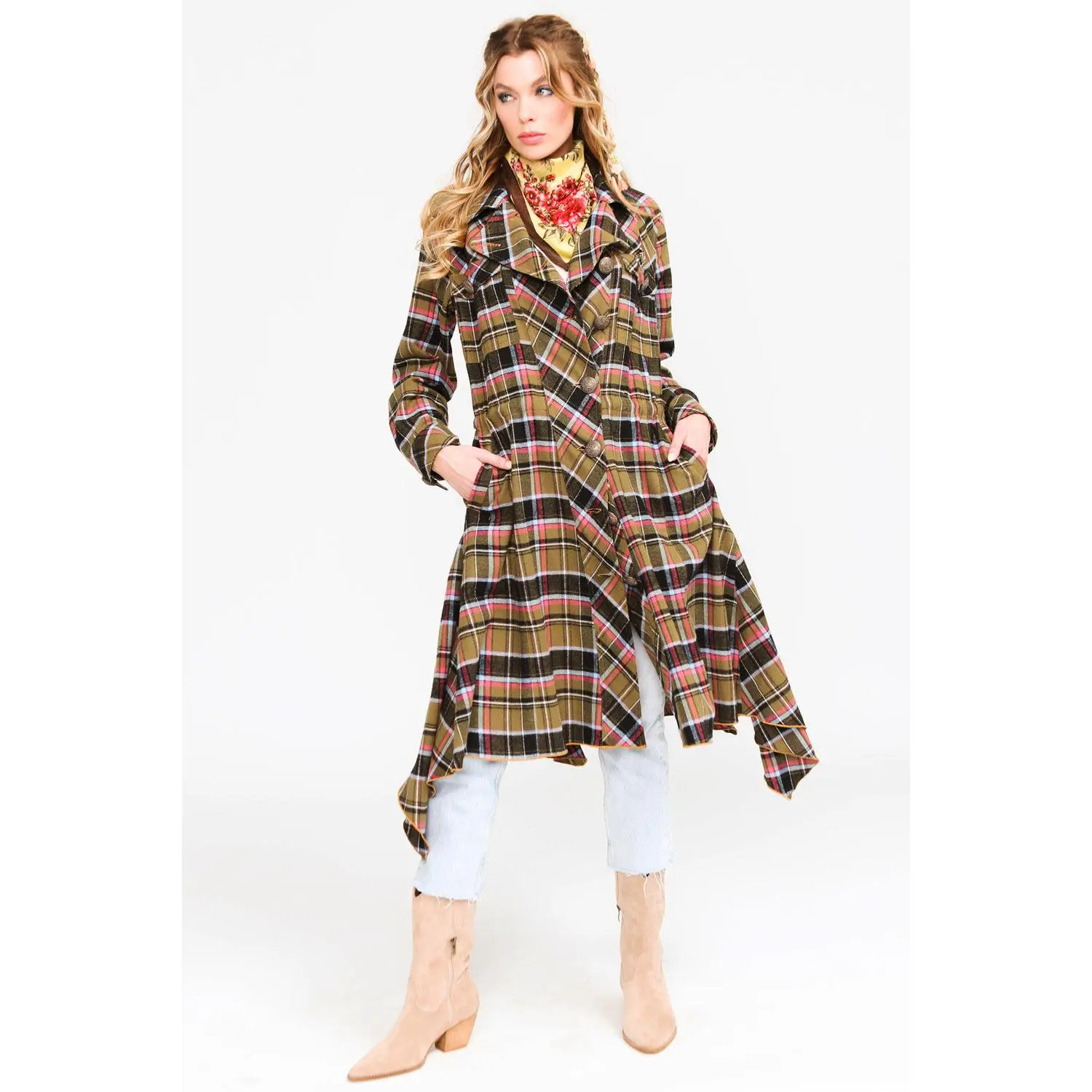 Coco Plaid Trench Coat