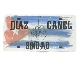 Diaz Canel License Plate with Hand Icon and Philippine Flag Design