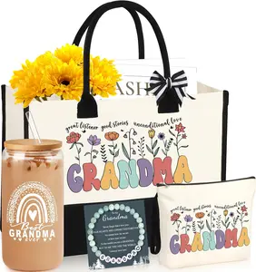Grandma Gifts for Birthday Tote Bag Grandma Gifts Set from Granddaughter Grandson Grandchildren Grandkids Best Grandma Gifts Basket Tote