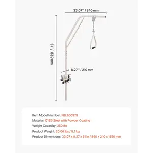 fathersdaygift  VEVOR Trapeze Bar for Bed Mobility, Medical Bed Trapeze with Clamps Metal Chain, 250LBS Weight Capacity Bed Pull Up Assist for Elderly Disabled, Ideal for Home Care, Hospitals, Nursing Homes