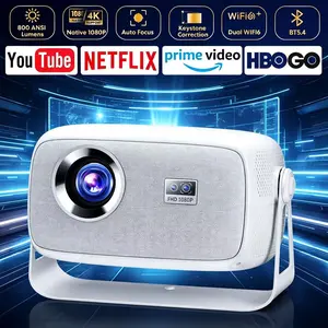 [US Warehouse] tiktokshopcreatorpicks tiktok made me buy it 2026 X4 projector: 800 ANSI rumens, Android 11.0, dual Wi-Fi 6.  4K decoding , autofocus 180° rotation, bringing 150-inch fun, built-in speaker, free screen mirroring, in the home theater!