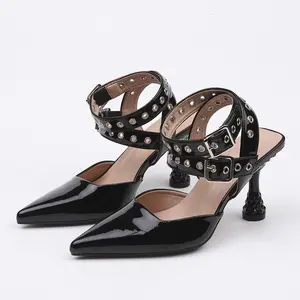 Women's Pointed Toe High Heel Sandals, Roman Style High Heeled Single Shoes with Ankle Strap Buckle Design, Suitable for business and casual Girl Footwear platform sandals ladies sandals 2025 Black