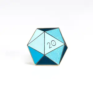Aquamarine d20 Enamel Pin - March Birthstone