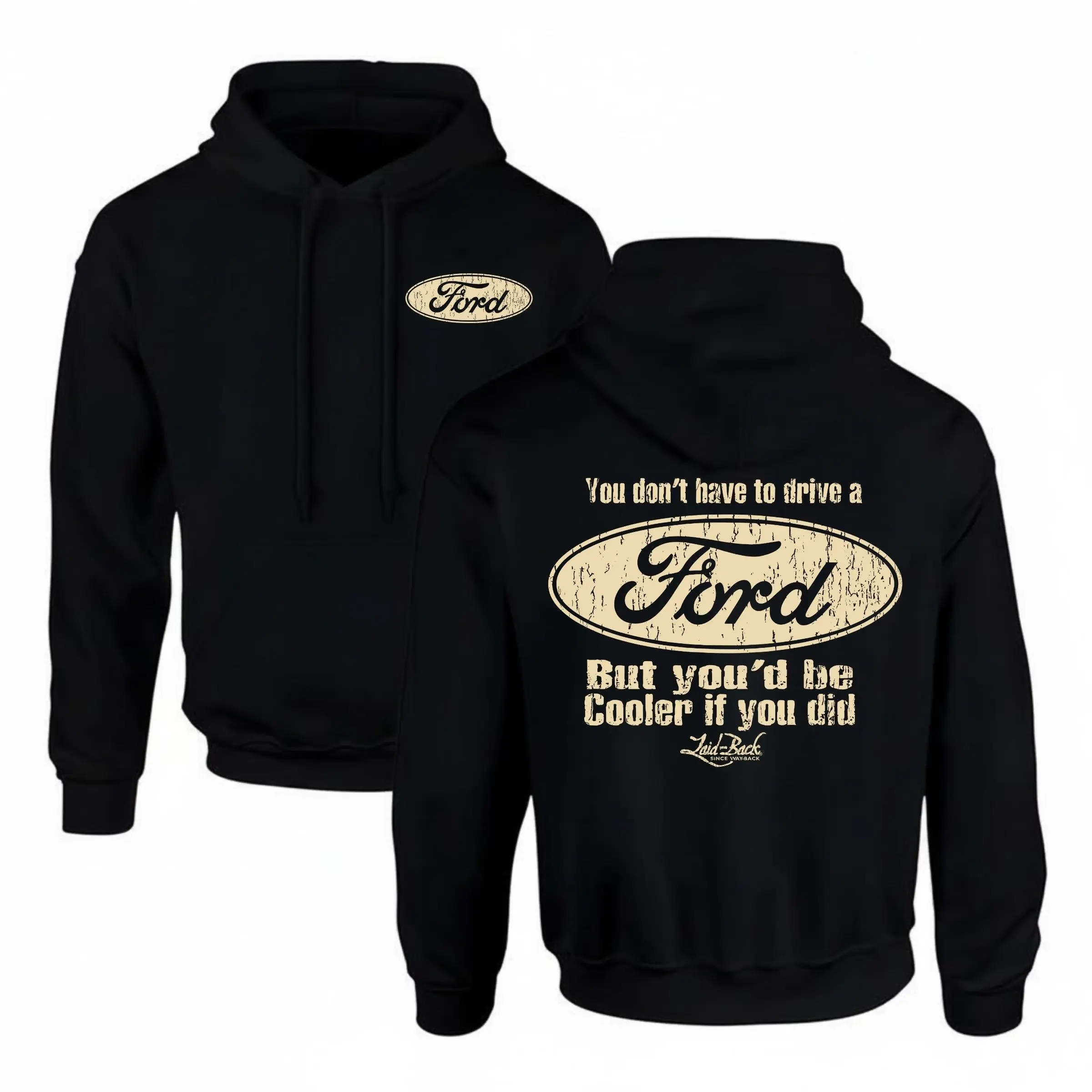 Menswear Classic Stylish Hooded Pullovers & T-Shirts, Unisex Casual Tops with "You'd Be Cooler" OBS Truck Graphic Design for Men