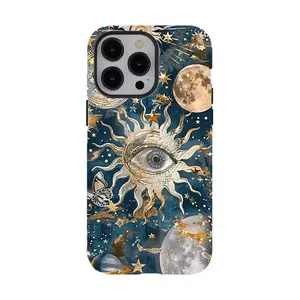 Mystical Sun Eye Galaxy Phone Case,Dark Academia Celestial Aesthetic Protective Cover,Durable 2-piece design tough phone casing for iPhone 17 Air Promax 16 15 14 13 12 11 8 7 for Samsung Series,perfect gift for her/him