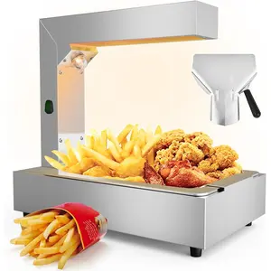 Winado French Fry Warmer, 750W Food Heat Lamp for Chips Commercial Heat Light, Standing Electric Warming Light Dump Station Countertop Fries Food Warmer for Buffet Restaurant