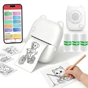 Portable Inkless Thermal Ai Sticker Printer, 6 Art Modes, Ideal for Scrapbooks, Photos, Learning, Diaries, Home, School, Office, DIY Projects