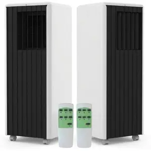 Ultra-Quiet 8000 BTU Portable AC Unit 2-Pack with Sleep Mode & Window Kit