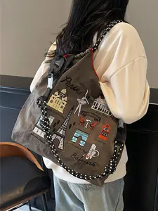 Women's Elegant Paris Tower Pattern Handbag, Fashionable Handbag, Casual Versatile Travel Commuting Bag, Girl Fashionable Shopping Bag, Casual Crossbody Bag