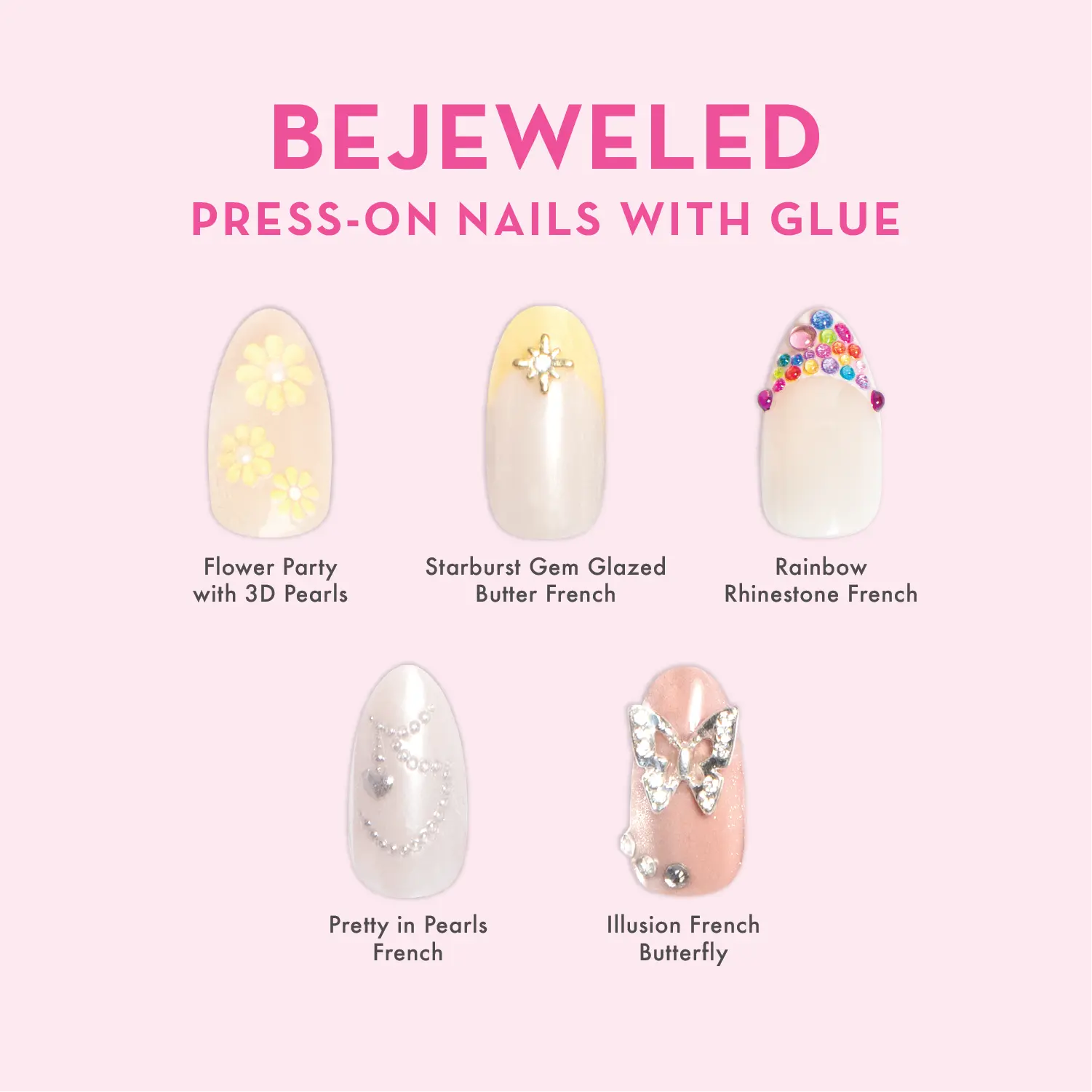 Bejeweled Press-Ons with Glue Nail Art Glitter Nail Art Kit