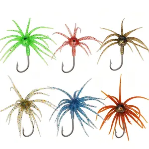 5/10 PCS Floating Sea Urchin Soft Bait,Artificial Fishing Lure, Multiple Color OptionsDurable & Stretchy Design, Finesse LifelikeDice Fishing Lures with Multiple Tentacles forTrout, Bass, Crappie, Fishing Lure Set