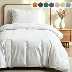 Twin Size 2 Pieces Jersey Knit Duvet Cover Set 100% T-Shirt Cotton Super Soft Comfy  Bedding Set with Zipper Closure all-season