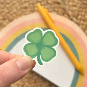 Lucky Four Leaf Clover Vinyl Sticker: St. Patrick's Day Decal, Laptop Water Bottle Decal Sticker
