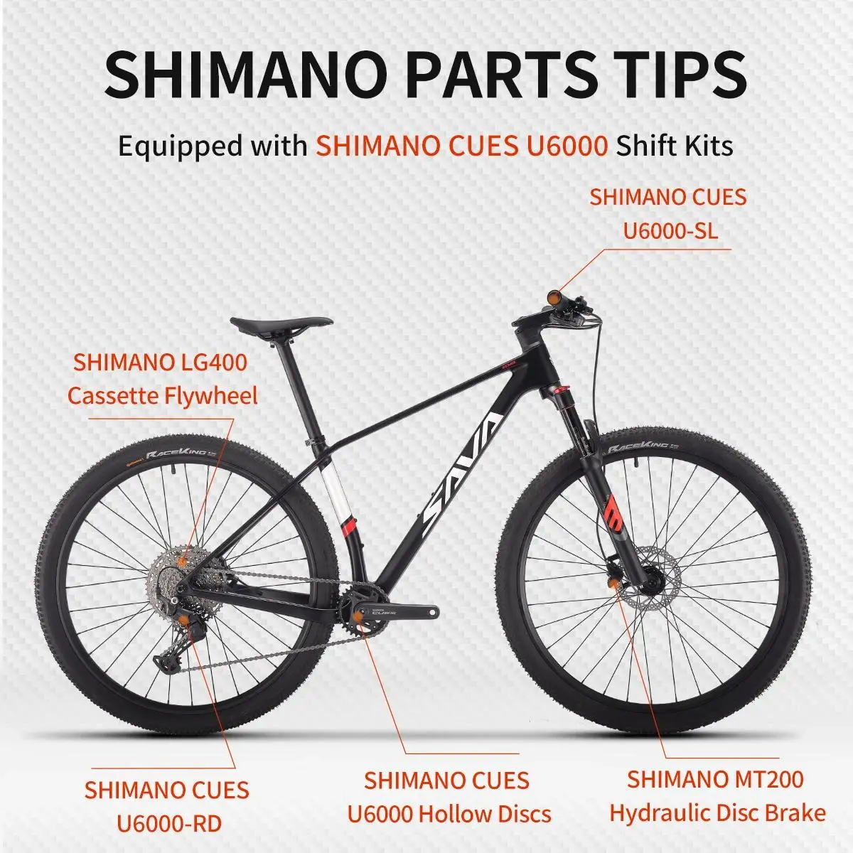 SAVA New Lantop 610 /611 Carbon Fiber Mountain Bike, MTB Adult Mountain Bike with SHIMANO CUES U6000 11-Speed Components