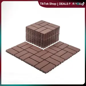 44 Pcs Interlocking Deck Tiles - Heavy Duty Material, Wood Look, Easy Setup, Easy to Clean, Suitable for Porch, Outdoor Balcony, Indoor Spaces, Wood Pattern,summervibes