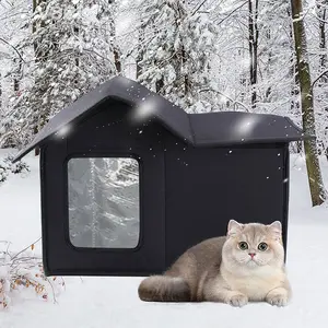 Outdoor Cat House Weatherproof Insulated Feral Cat Shelter Easy Assembly Cat Shelter for Snowy Environments