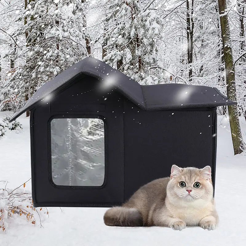 Outdoor Cat House Weatherproof Insulated Feral Cat Shelter Easy Assembly Cat Shelter for Snowy Environments
