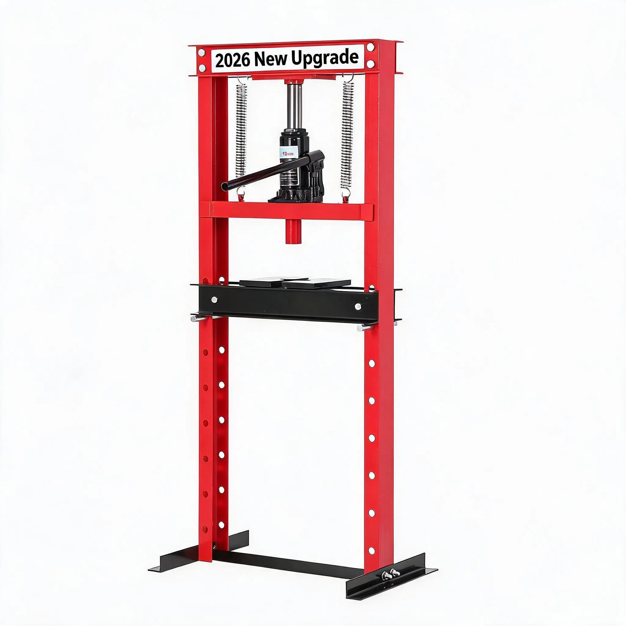 Heavy-Duty Hydraulic Shop Press - 12-Ton Load Capacity - H-Frame Floor Press, Adjustable Workbench Height - Built-in Safety Valve and Stamping Pad - Suitable for Garage, Automotive Repair, Bearings, and U-Joint Maintenance