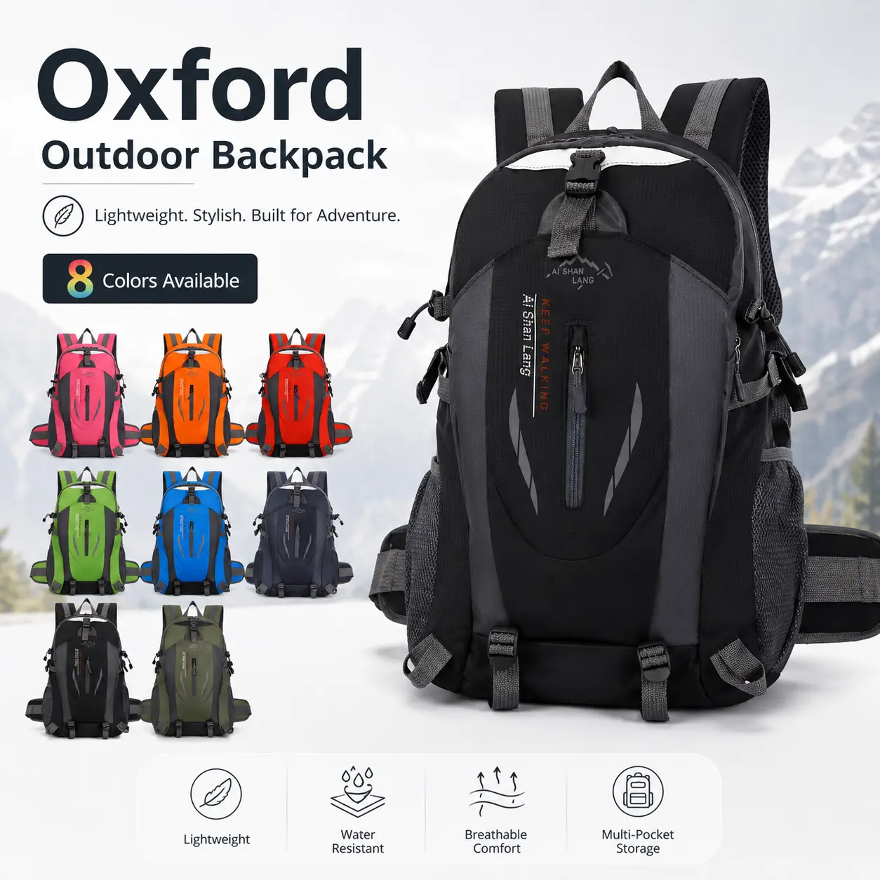 PAKNADA 40L Hiking Backpack - Lightweight Oxford Travel Daypack with Multiple Compartments, Side Pockets, Padded Straps, Unisex Outdoor Bag for Hiking, Camping, Backpacks for School