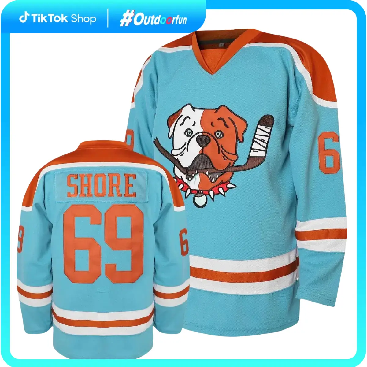 [FallFreshness] Shore 69 Sudbury Blueberry Bulldogs Adult Fan Hockey Jerseys Embroidered V-Neck Loose Fit Polyester Sports Shirt - Breathable, Slight 