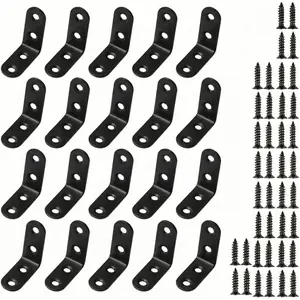 20 Pack Black Metal L Brackets 90  Corner Braces Heavy-Duty Angle Brackets for , 1.57x1.57 Inch Corner Brackets with 20 Screws to Fix Sagging Shelves & Wobbly Furniture