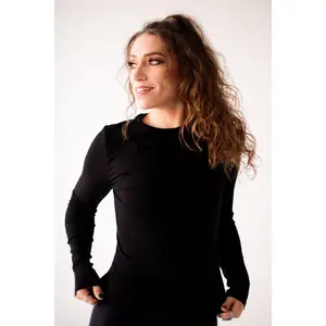 Peak Ribbed Long Sleeve - Black