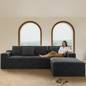 106.3" Cloud Modular Sectional Sofa Couch with L-Shape Chaise,Modern Minimalist Upholstered Couches for Living Room Bedroom,Deep Seat Corner Couch,No Assembly Required