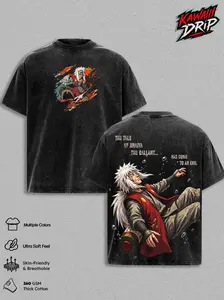 Jiraiya Narutoo Vintage Washed Shirt, Legendary Sannin Graphic Tee, The Gallant Sage Anime Streetwear, Oversized Manga Unisex Narutoo T-Shirt