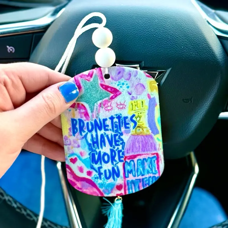 Brunettes Have More Fun Freshie | Choose Your Scent | Handmade Car Decor | Gift | Rearview Mirror Accessory | Car Charm | Cute