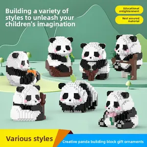 China Panda Building Blocks Huahua Micro Particles Compatible with Lego Building Blocks Model Children's Educational Toys Couple Gifts DIY