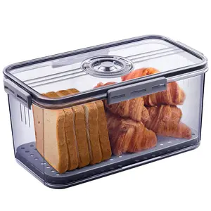 Bread Box Bread Boxes for Kitchen Counter Airtight, Time Recording Bread Storage Container with Lid, Bread Keeper for Homemade Bread, Toast, Bagel, Donut and Cookies, Grey