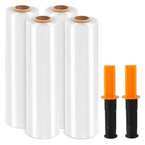 Stretch Film, 15 Inch x 1000 Feet Shrink Wrap for Pallet Wrap, Industrial Strength Stretch Wrap with Handles, Moving Wrapping Plastic Roll, 60 Gauge