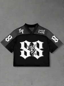 Men's Angel Print Short Sleeve Tee, Regular Fit Casual Fashion Crew Neck T-shirt for Daily Wear, Men's Clothes for All Seasons, Athletic T Shirt, Casual Sports Tops